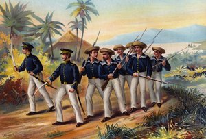 Marynarka Wojenna Stanów Zjednoczonych, porucznik, midszypmen i uzbrojeni marynarze autorstwa American School