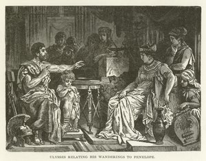 Ulisses opowiadający o swoich wędrówkach Penelope autorstwa American School