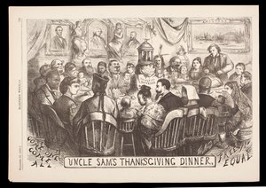 Grawerunek „Uncle Sam’s Thanksgiving Dinner” autorstwa Thomasa Nasta, Harper’s Weekly, 20 listopada autorstwa American School