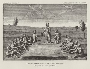 Korzystanie z pasów Wampum w Indiańskiej Radzie autorstwa American School