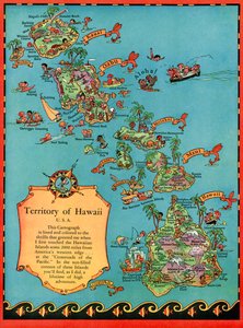 Vintage mapa turystyczna Hawajów autorstwa American School