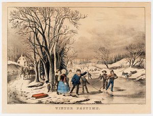 Zimowa rozrywka, ok. 1800-10 (litografia kolorowa) autorstwa American School