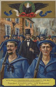 Ze złością do nikogo; z miłością dla wszystkich. Wejście prezydenta Lincolna do Richmond, 4 kwietnia 1865 r. autorstwa American School