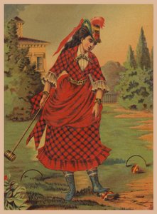 Kobieta grająca w krokieta (chromolitho) autorstwa American School