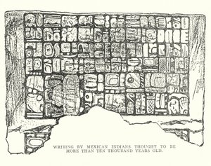 Pismo meksykańskich Indian, którego wiek szacuje się na ponad 10 000 lat (litografia) autorstwa American School
