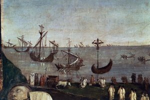 Łodzie, fragment z Transportu Świętej Twarzy autorstwa Amico Aspertini