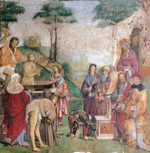 Męczeństwo św. Cecylii, Amico Aspertini (1474 lub 1475-1552), fresk, Oratorium Santa Cecilia (St Cecilia), Bolonia, Emilia-Romania. Włochy