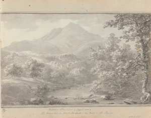Widoki w Anglii, Szkocji i Walii: między Llanrwst i Capel Cerrig, Góra to Moel Shiabod, Rzeka to Lligwy autorstwa Amos Green