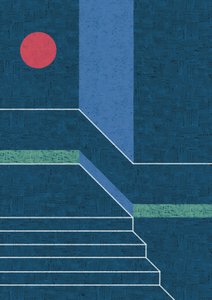 Czerwone koło, niebieskie stopnie autorstwa Amy Louise Baker