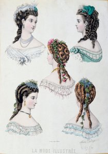 Pięć fryzur kobiet Talerz zaczerpnięty z „La mode illustree” Anais Coutwelve