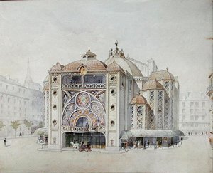 Projekt dla Teatru Idealnego (akwarela na papierze) autorstwa Anatole de Baudot
