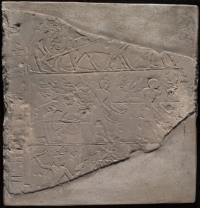Fragment steli przedstawiającej orkę, żniwa i pasterstwo autorstwa Ancient Egyptian