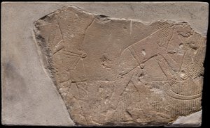 Fragment ściany z grobowca przedstawiający scenę żniw autorstwa Ancient Egyptian