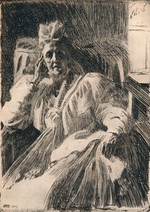 Akwaforta królowej wdowy Szwecji, ok. 1909 autorstwa Anders Leonard Zorn