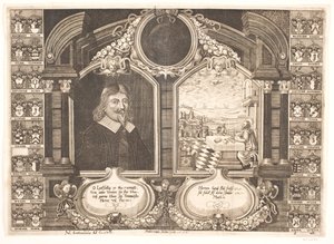 Johan Brockenhuus i scena z ewangelistą Mateuszem. Na kazanie pogrzebowe autorstwa Anders Ottesen