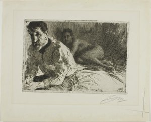 Augustus Saint-Gaudens II (Saint-Gaudens i jego model) autorstwa Anders Leonard Zorn