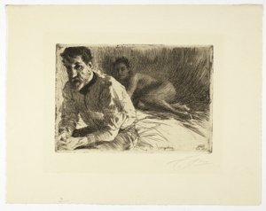 Augustus Saint Gaudens II (Saint Gaudens i jego model) autorstwa Anders Leonard Zorn