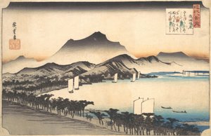 Bezchmurna pogoda w Awazu, XIX wiek. autorstwa Ando Hiroshige