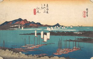 Odległy widok plaży Miho z Ejiri, ca. 1834., ca. 1834. autorstwa Ando Hiroshige