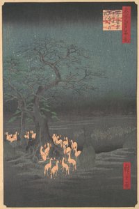 Spotkanie lisów w Oji, 1857., 1857. autorstwa Ando Hiroshige
