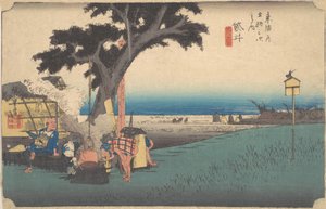 Fukuroi w herbaciarni? 1834. , komar. 1834. autorstwa Ando Hiroshige
