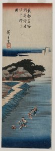 Zbieranie muszli podczas odpływu w Susaki, z serii 100 widoków słynnych miejsc w Edo, połowa lat 30. XIX wieku autorstwa Ando Hiroshige