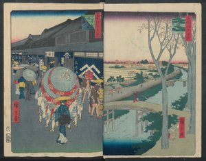 Ujeżdżalnia Hatsune, 1856-58., 1856-58 autorstwa Ando Hiroshige