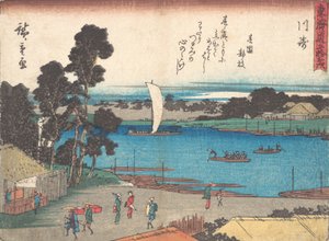 Kawasaki, co? 1838. , komar. 1838. autorstwa Ando Hiroshige