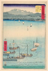 Kusatsu: Od Kusatsu do Yabase, Abo w i wst Ring of f autorstwa Ando Hiroshige