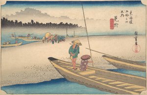 Gęsta rzeka Tenryu, co? 1834. , komar. 1834. autorstwa Ando Hiroshige