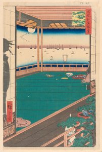 Przylądek Księżyca (Tsuki-no-misaki) z serii Sto słynnych widoków Edo autorstwa Ando Hiroshige