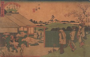 Ilustracja Mukojima Hiller Rock, ? 1840. , komar. 1840. autorstwa Ando Hiroshige
