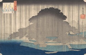 Nocny deszcz w Karasaki, z cyklu Osiem widoków O-mi, ca. 1835., ca. 1835. autorstwa Ando Hiroshige
