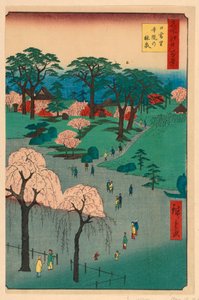 Nippori, Ogrody Świątynne (Nippori, Jiin No Rinsen) Z serii Sto słynnych widoków Edo autorstwa Ando Hiroshige
