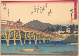 Okazaki, z cyklu Pięćdziesiąt trzy stacje drogi Tokaido, początek..., początek XX wieku. autorstwa Ando Hiroshige