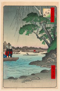 Omnaya Riverbank (Omnya-Gashi) z serii Sto słynnych widoków Edo autorstwa Ando Hiroshige