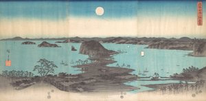 Panorama ośmiu widoków Kanasawy przy pełni księżyca, 1857., 1857. autorstwa Ando Hiroshige