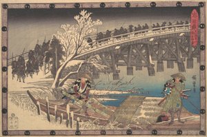 Scena I w XI akcie Chushingura, ca. 1835., ca. 1835. autorstwa Ando Hiroshige