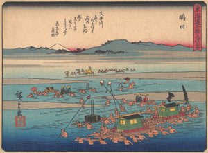 Shimada z serii Pięćdziesiąt trzy stacje drogi Tokaido, początek XX wieku. autorstwa Ando Hiroshige