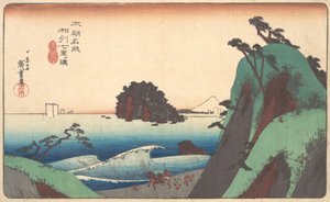 Nierafinowane sake, Shichiri to plaża, prawda? 1830. , komar. 1830. autorstwa Ando Hiroshige