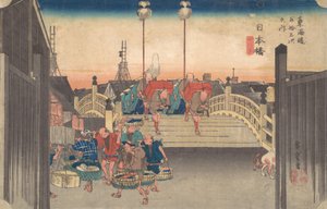 Stacja pierwsza: Poranny widok na Nihonbashi, ca. 1833-34., ca. 1833-34. autorstwa Ando Hiroshige