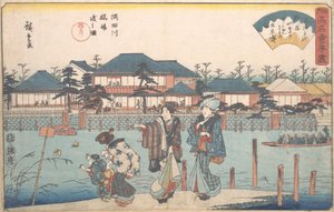 Czy rzeka Sumida przepływa przez Shiba Yanagiya? 1835-42. , komar. 1835-42. autorstwa Ando Hiroshige