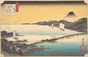 Zachód słońca nad Setą, ca. 1832., ca. 1832. autorstwa Ando Hiroshige