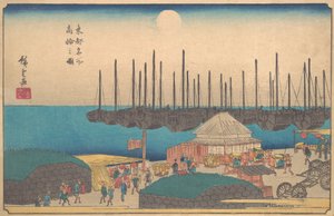 Rysunek Takanawy, ? 1841. , komar. 1841. autorstwa Ando Hiroshige