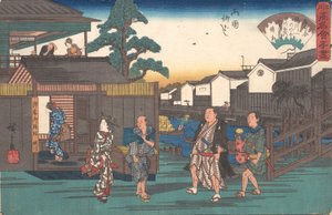 Po stronie Ume w Rokuni Yanagibashi, co? 1835-42. , komar. 1835-42. autorstwa Ando Hiroshige