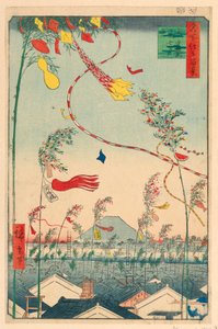 Town Prosperous with Tanabata Festival (Sichu han-ei, Tanabata matsuri) Z cyklu Sto widoków Edo autorstwa Ando Hiroshige