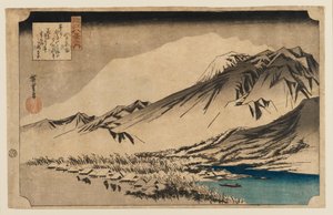 Drzeworyt - Wieczorny śnieg na górze Hira, 1797-1858 autorstwa Ando Hiroshige