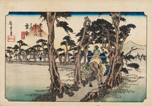Oh DBock p Hayashi - Yoshiwara opuścił Fuji, 19 linia Tsury. autorstwa Ando Hiroshige