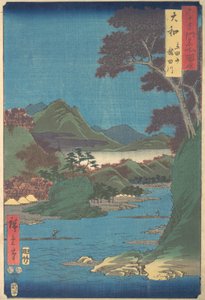 Yamato, góra Tateda, rzeka Tatsuta, 7. brama z roku 1853. , 7 brama z roku 1853. autorstwa Ando Hiroshige