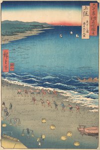 Yasashi Beach, znana jako Kujukuri, prowincja Kazusa, z cyklu Widoki słynnej Pla..., ca. 1853. autorstwa Ando Hiroshige